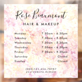 モダンな水彩画 - 営業時間用ウィンドウステッカー ウィンドウサイン