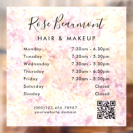 モダンな水彩画 - 営業時間 窓用ステッカー ウィンドウサイン