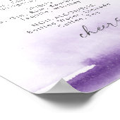 モダンな水彩紫の結婚式ドリンクメニュー看板 ポスター (角)