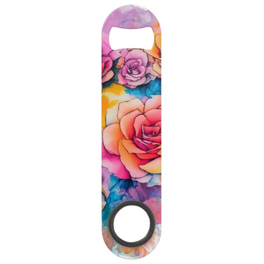 モダンな水彩絵の具のダブスの花束 スピード栓抜き (正面)