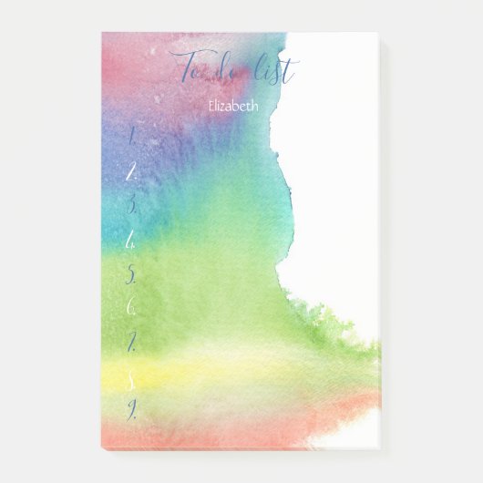 モダンな水彩絵の具 スプラッシュ ToDoリスト ポストイット (正面)
