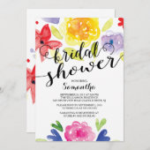 モダンな水彩花のウェディングシャワー招待状 招待状 (正面/裏面)