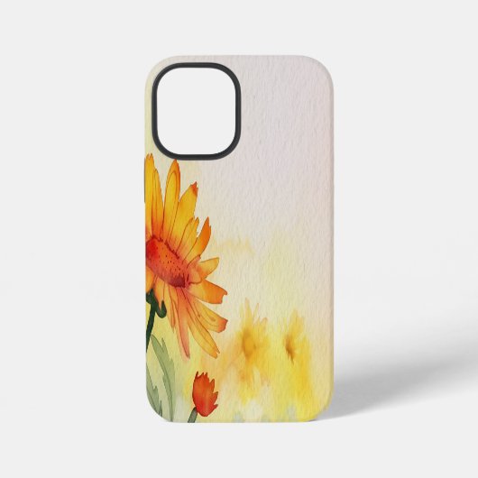 モダンな水彩花のカスタマイズ画像 iPhoneケース (裏面)
