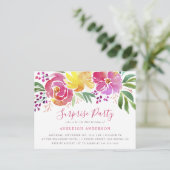 モダンな水彩花のサプライズパーティー招待状 インビテーションポストカード (スタンド正面)