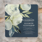 モダンな水彩花モニュメント 招待状