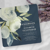 モダンな水彩花モニュメント 招待状