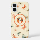 モダンな水彩蝶々のモノグラム Case-Mate iPhoneケース (裏面)