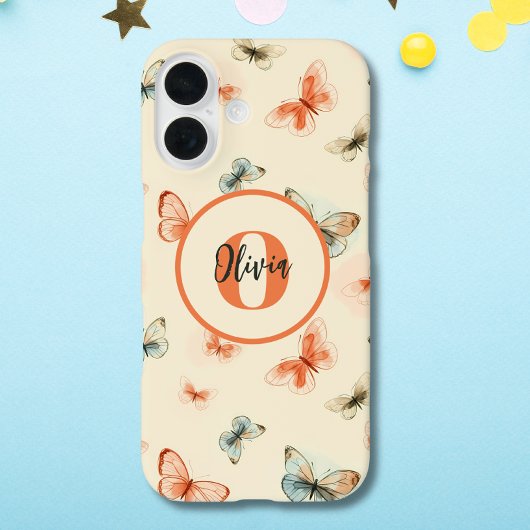 モダンな水彩蝶々のモノグラム Case-Mate iPhoneケース