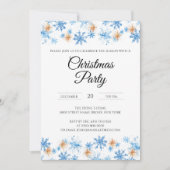 モダンな水彩雪の結晶のクリスマスパーティー 招待状 (正面)