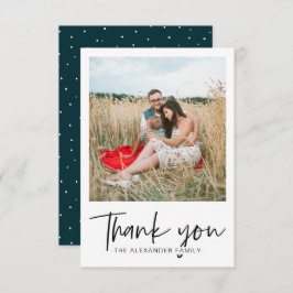 モダンな水玉模様のターコイズとホワイトの感謝のメッセージ スクリプト写真 サンキューカード