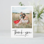 モダンな水玉模様のターコイズとホワイトの感謝の意を表すスクリプト写真 サンキューカード (スタンド正面)