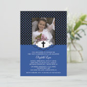 モダンな水玉模様の最初聖餐Inviation 招待状 (スタンド正面)