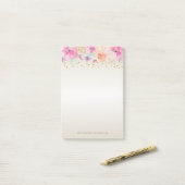 モダンな水玉、紙吹雪、花 - 名前入り ポストイット (デスク上)