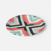 モダンな水珊瑚の幾何学的な色のブロックデザイン ペーパープレート (アングル)