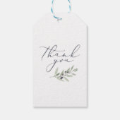 モダンな水色のオリーブの枝の葉の結婚式のファブ ギフトタグ (裏面)