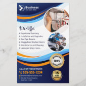 モダンな水道配管工事のチラシ 青オレンジ チラシ (裏面)