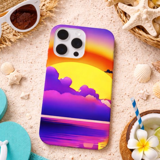 モダンな水面の夕日 iPhoneケース