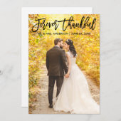 モダンな永久にブラシの原稿の感謝している結婚式の写真 サンキューカード (正面/裏面)