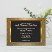 モダンな洗練された贅沢な金ゴールドのグリッターの結婚式 招待状 (スタンド正面)