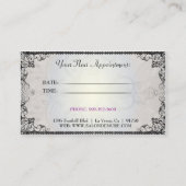 モダンな洗練された銀製の紫色デザイナーサロン 予約カード (裏面)