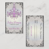 モダンな洗練された銀製の紫色デザイナーサロン 予約カード (正面/裏面)