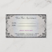 モダンな洗練された銀製の紫色デザイナーサロン 予約カード (裏面)