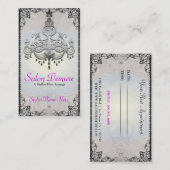 モダンな洗練された銀製デザイナーサロン 予約カード (正面/裏面)