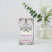 モダンな洗練された銀製デザイナーサロン 予約カード (スタンド正面)