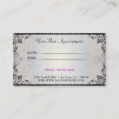 モダンな洗練された銀製デザイナーサロン 予約カード (裏面)