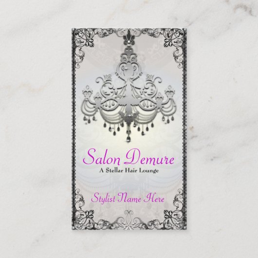 モダンな洗練された銀製デザイナーサロン 予約カード (正面)