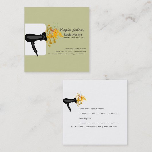 モダンな活気付くHairdryerのスタイリストのヘアーサロン 予約カード (正面/裏面)
