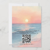 モダンな海の夕日をイメージした予算重視のQRコード ウェディング 招待状 (裏面)