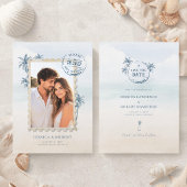 モダンな海外ウェディングフォトの結婚式日程事前通知 招待状