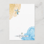 モダンな海岸の海と砂浜のウェディング詳細 エンクロージャーカード (裏面)