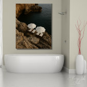 モダンな海岸の隠れ家 ミニマリストの白い椅子 ポスター