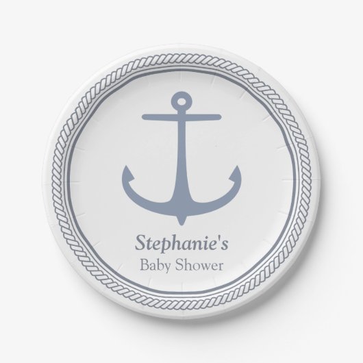 モダンな海洋テーマのベビーシャワー用品 ペーパープレート (正面)