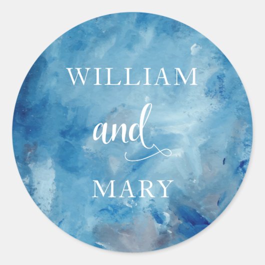 モダンな海洋水彩ウェディング封筒シール ラウンドシール (正面)