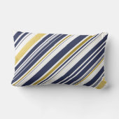 モダンな海軍および金ゴールドは縞で飾ります ランバークッション (裏面)