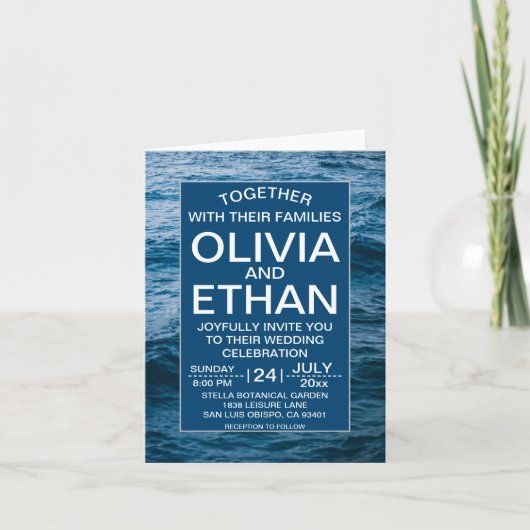 モダンな海軍の航海をテーマにした結婚式 招待状 (正面)