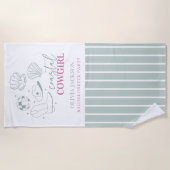 モダンな海辺のカウガール・バチェロレッテ・パーティー ビーチタオル (正面)