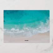 モダンな海辺のビーチファミリーフォト 箔シーズンカード (裏面)