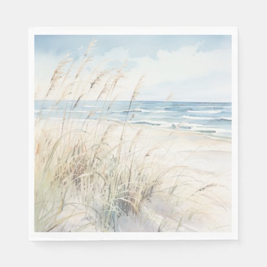 モダンな海辺の水彩画 ブライダルシャワー スタンダードランチョンナプキン (正面)