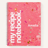 モダンな液体グリッターと名前のレシピ ノートブック (正面)