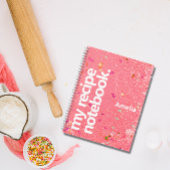 モダンな液体グリッターと名前のレシピ ノートブック