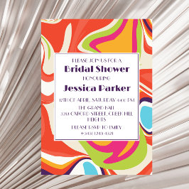 モダンな液体大理石ユニークな結婚前お茶会 招待状