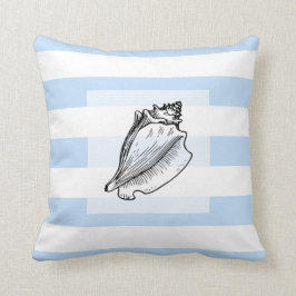 モダンな淡いブルーのストライプな海の貝のビーチ クッション