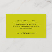 モダンな淡黄緑の花柄 名刺 (裏面)
