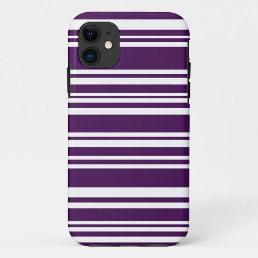モダンな混合された紫色および白のストライプ Case-Mate iPhoneケース (裏面)