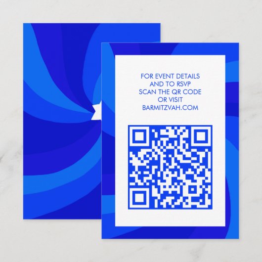 モダンな渦巻きのスターダビッドQRコードバー バットミッツファ エンクロージャーカード (正面/裏面)