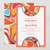 モダンな渦巻き大理石の液体 ブライダルシャワー 招待状 (正面/裏面)